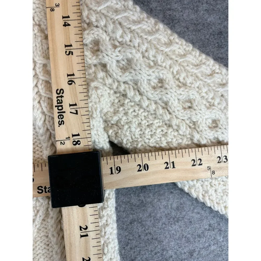 Vintage Sweater Womens Small Beige Cardigan Fisherman Chunky Knit Winter Cozy - Picture 3 of 6